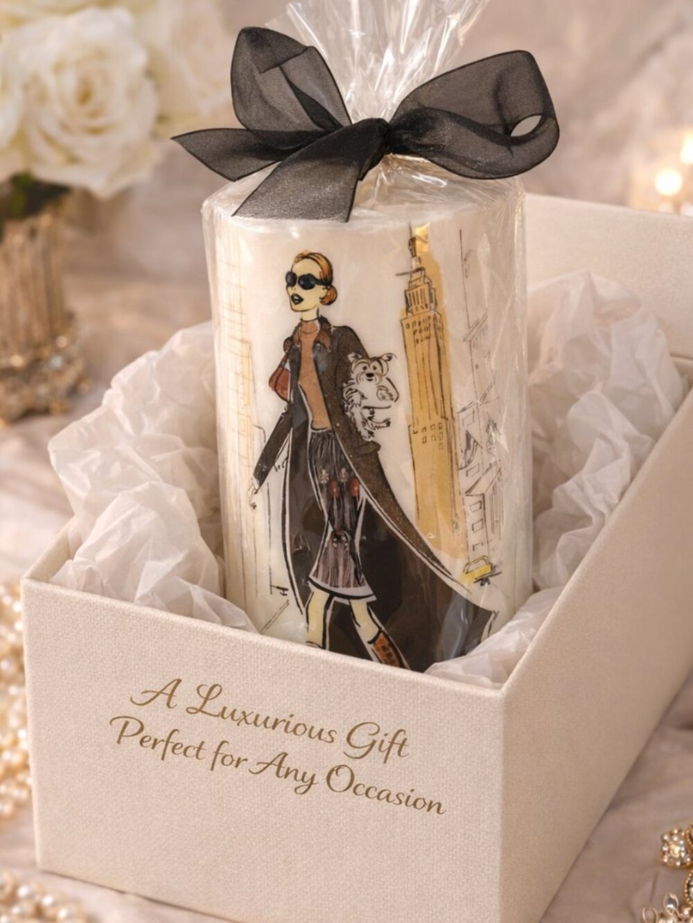VINTAGE 2003 D.L. & CO Haute Couture Pillar Candle 3x6” – NWT Rare Illustration - Picture 5 of 6